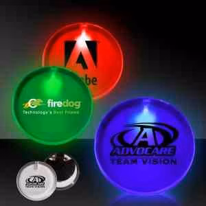 2" Lighted Glow LED Button Pin Badge