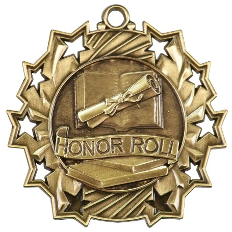 Honor Roll Ten Star Medal, 2-1/4" 1