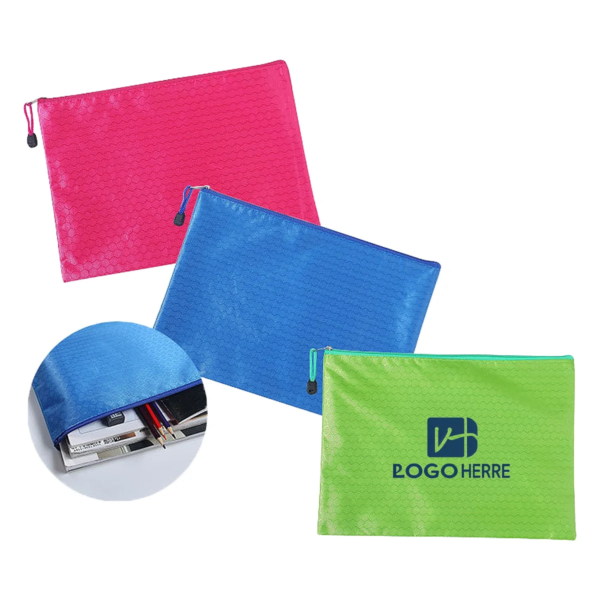 A4 Waterproof Soccer Print Zipper File Bags 1