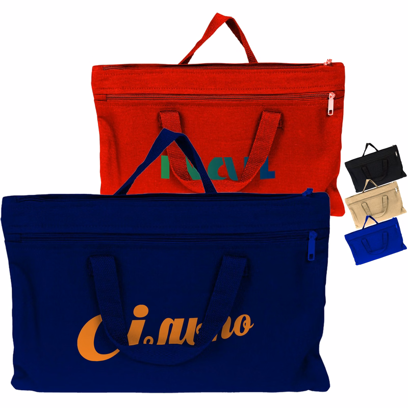 100% Cotton Canvas Document Bag USA Decorated (15.5" x 10")