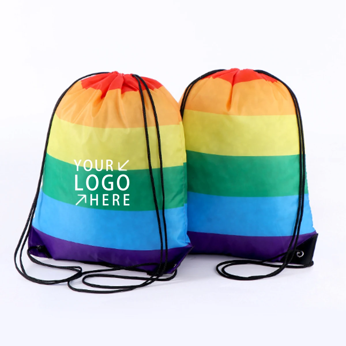 Rainbow Drawstring Backpack Bag 1