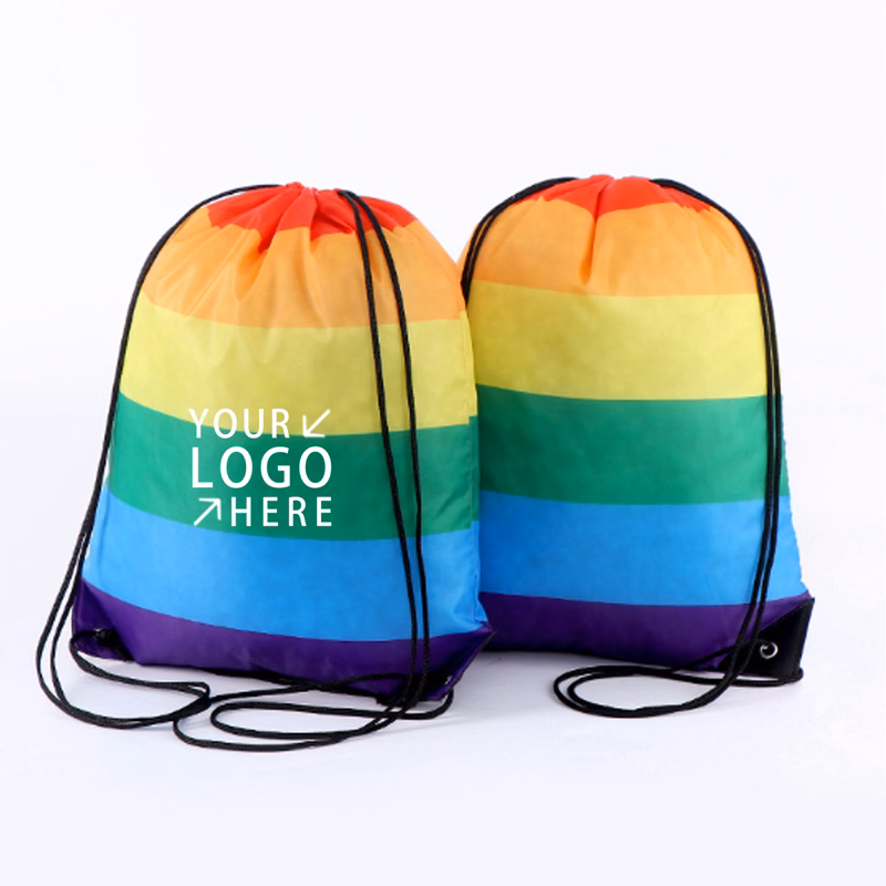 Rainbow Drawstring Backpack Bag