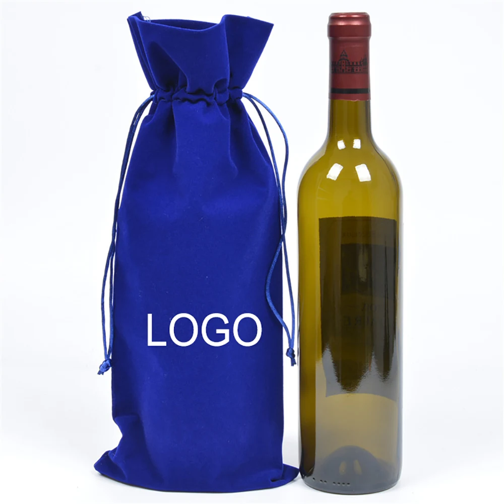 Flannel Cloth Wine Bottle Drawstring Bag 1