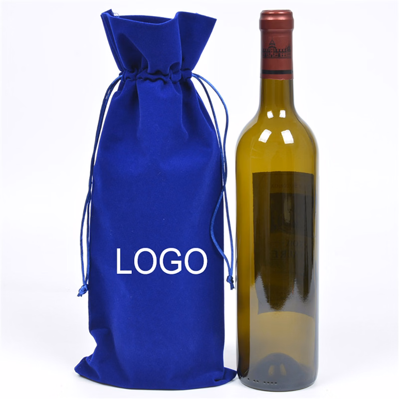 Flannel Cloth Wine Bottle Drawstring Bag