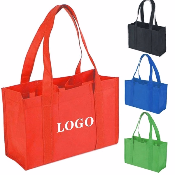 Custom Non-Woven 3-Bottle Wine Tote Bag