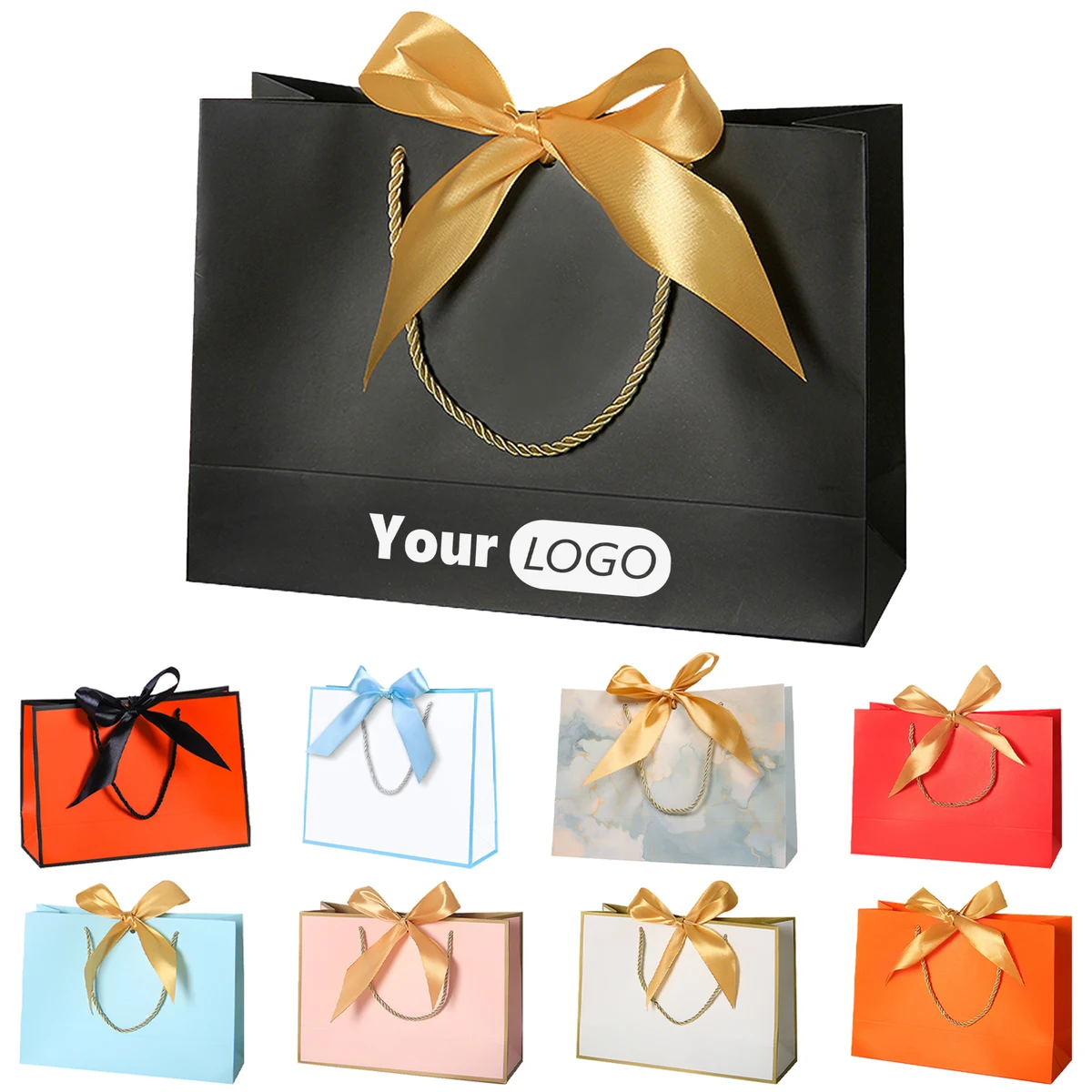 Paper Customizable Gift Bag With Bow Tie 1