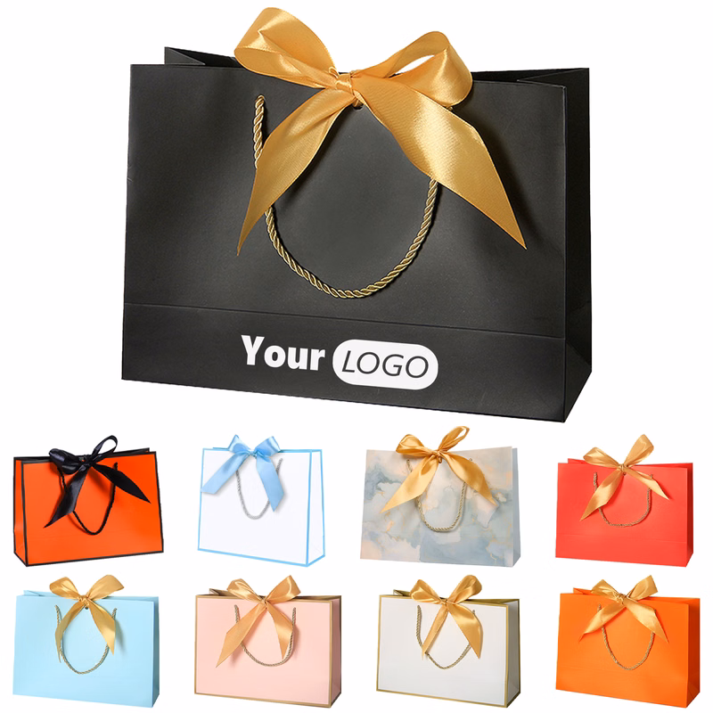 Paper Customizable Gift Bag With Bow Tie