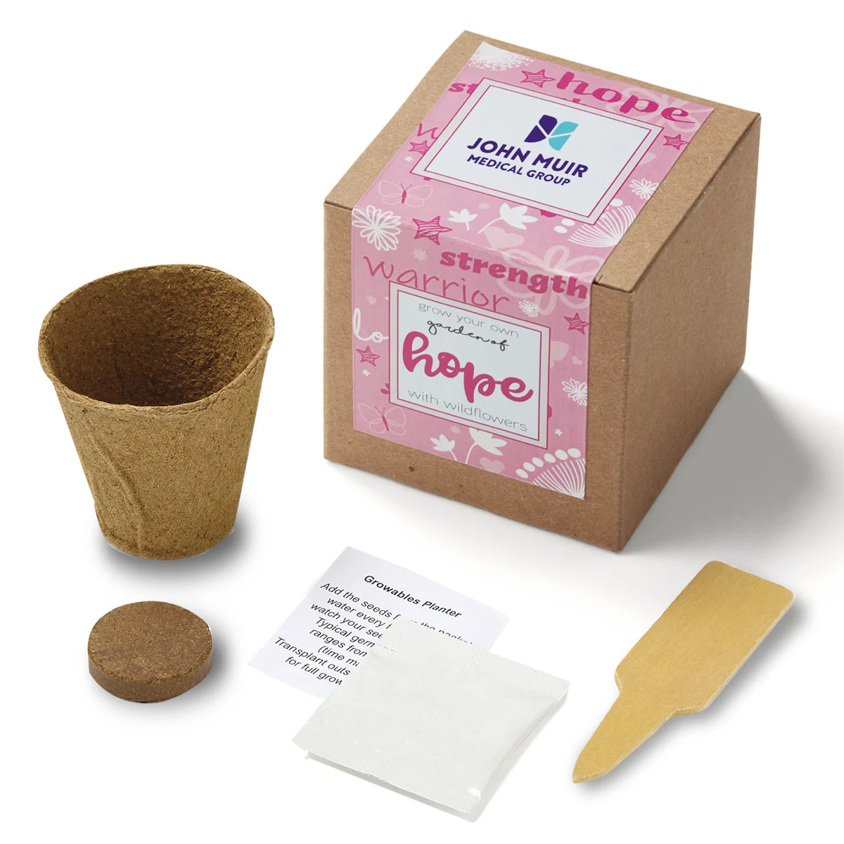 Pink Garden of Hope Planter in Kraft Gift Box 1