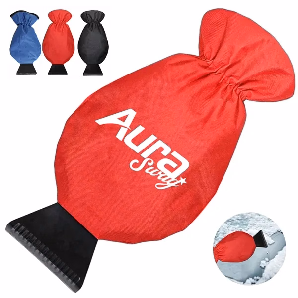 Custom Plastic Ice Scraper with Insulated Waterproof Mitt — Winter Auto Safety Accessory
