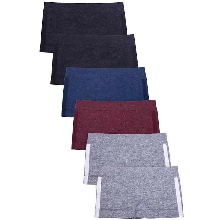Girls' Seamless Boyshort Panties - Medium 4 Heathered Colors 1