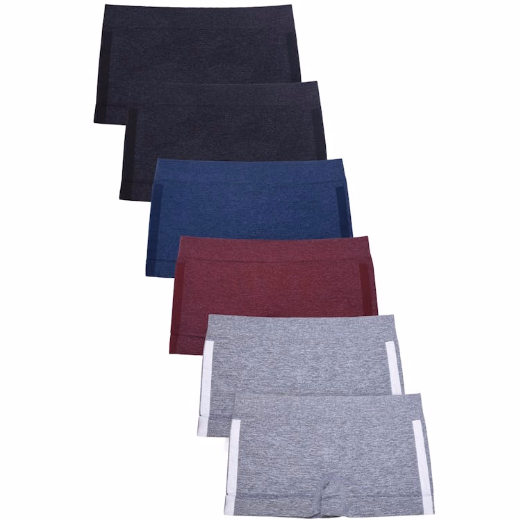 Girls' Seamless Boyshort Panties - Medium 4 Heathered Colors