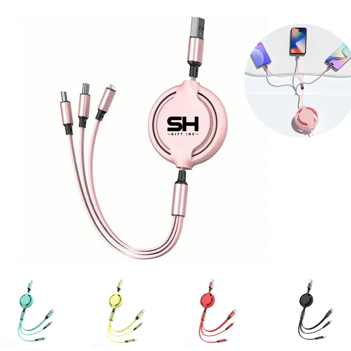 3-in-1 Compact Retractable Charger Cable 1