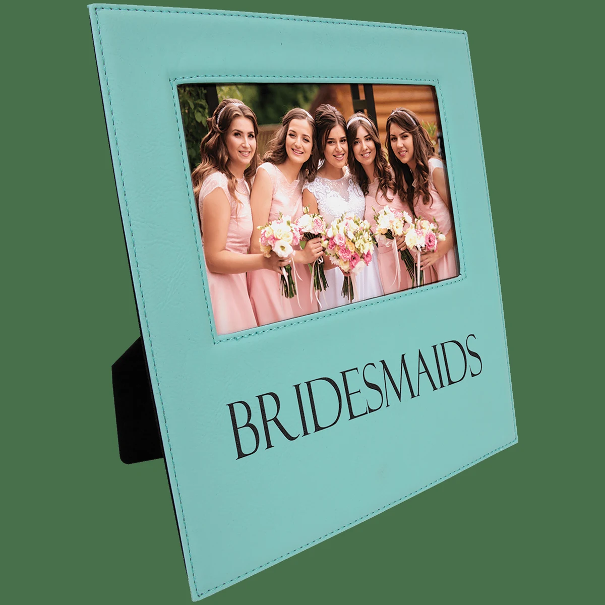 5" x 7" Teal Leatherette Photo Frame with 4 1/4" x 8 7/8" Engraving Area 1
