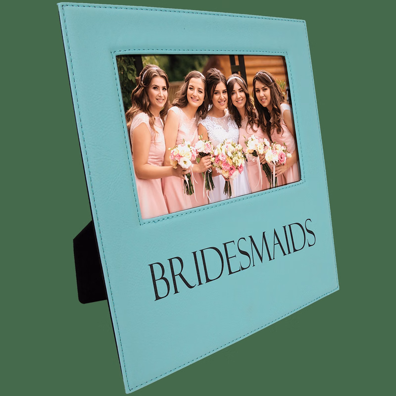 5" x 7" Teal Leatherette Photo Frame with 4 1/4" x 8 7/8" Engraving Area
