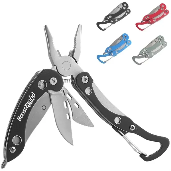 Custom Foldable Multi-Tool Pliers with Attached Carabiner — Outdoor Essentials 1