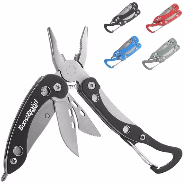 Custom Foldable Multi-Tool Pliers with Attached Carabiner — Outdoor Essentials