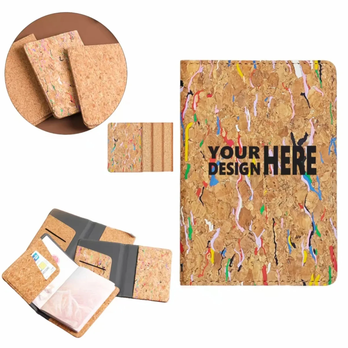 Luxury Natural Cork Passport Holder With Logo Printing 1
