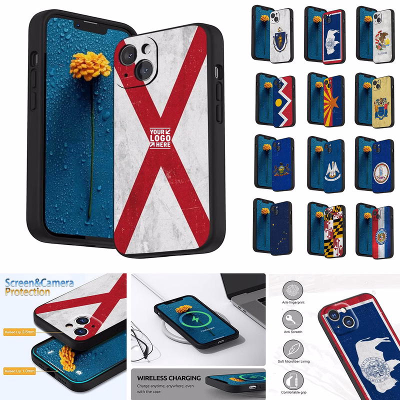 Men Women Alabama State Flag Cool Fashion Pattern Design iPhone 13 Silicone Case Phone Protecor