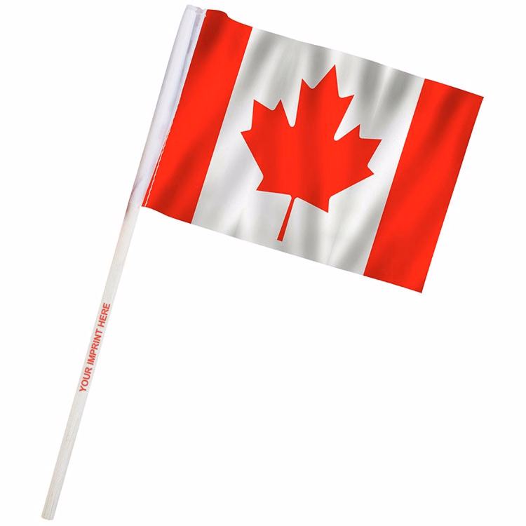 4" x 6" Canada Imprinted Staff Polyester Stick Flags