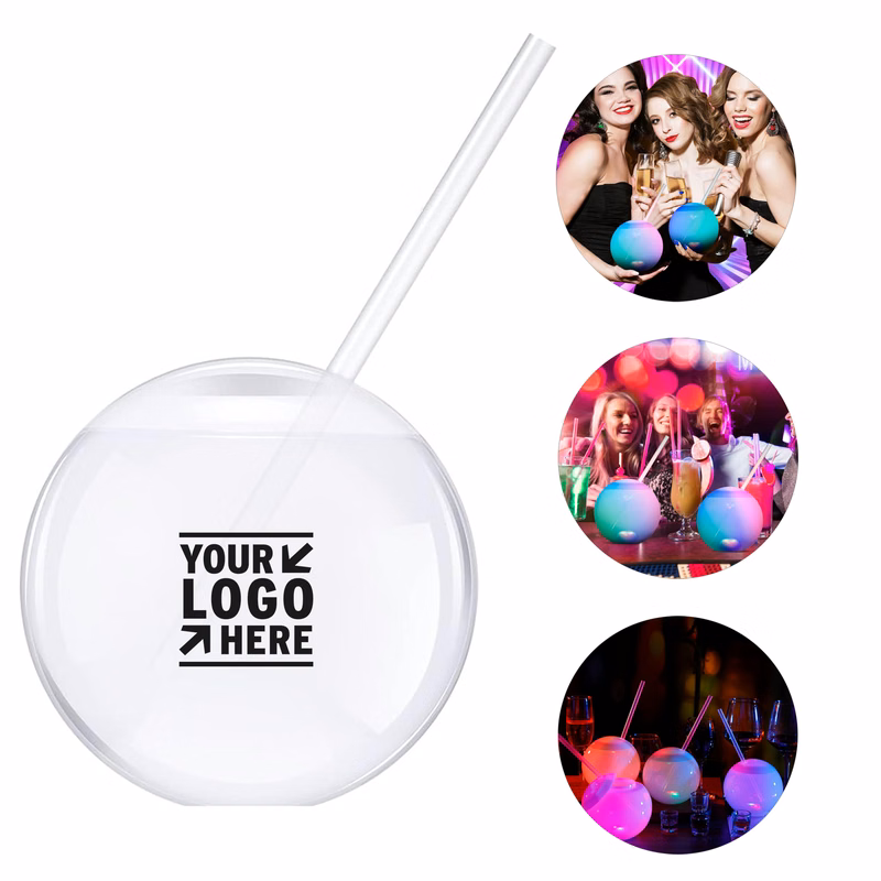 22 oz Glow Ball Cup Light up Disco Flash Drinking Tumbler Party Supplies with Lid, Straw