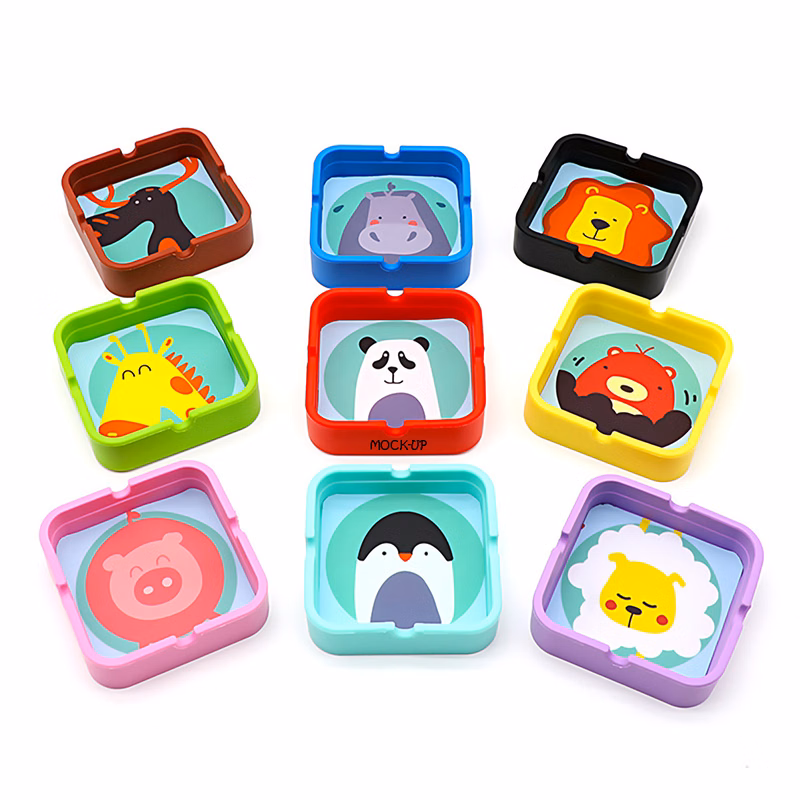 Square Silicone Ashtray with Mat