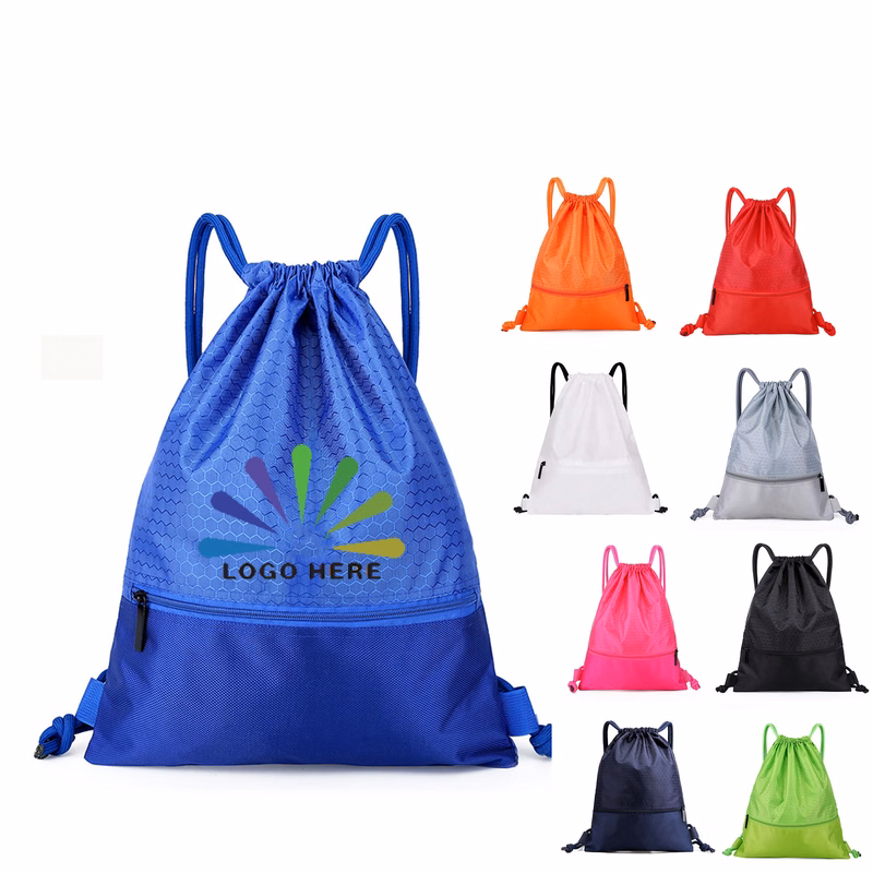 Football Shape Fabric Zipper Drawstring