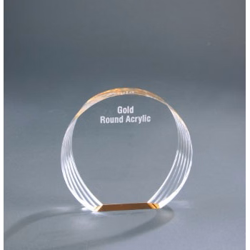 5 3/8" x 5" Gold Round Acrylic Award