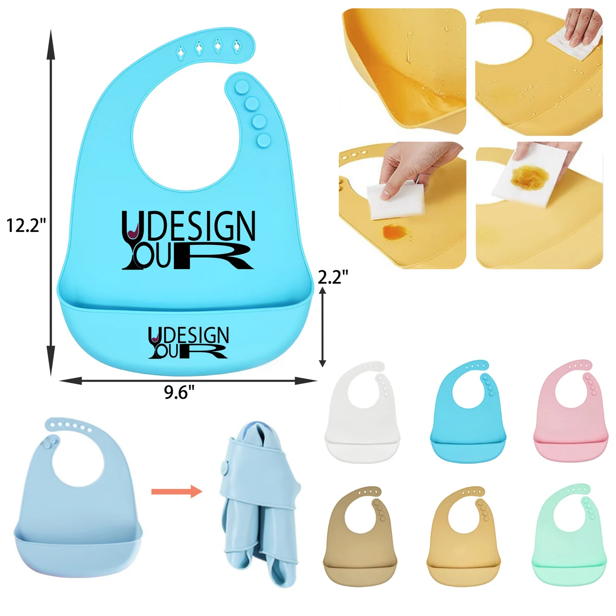 MOQ 50 PCS Safe Adjustable Silicone Toddler Feeding Bib 1