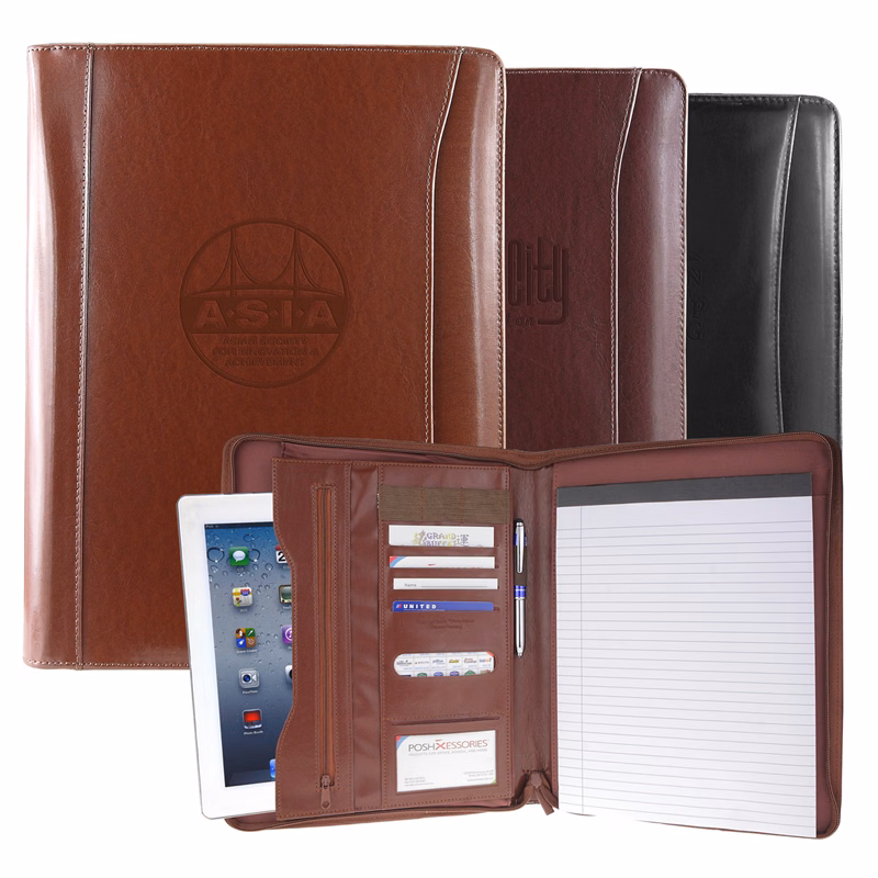 Brown Atlantis Leather Zippered Portfolio