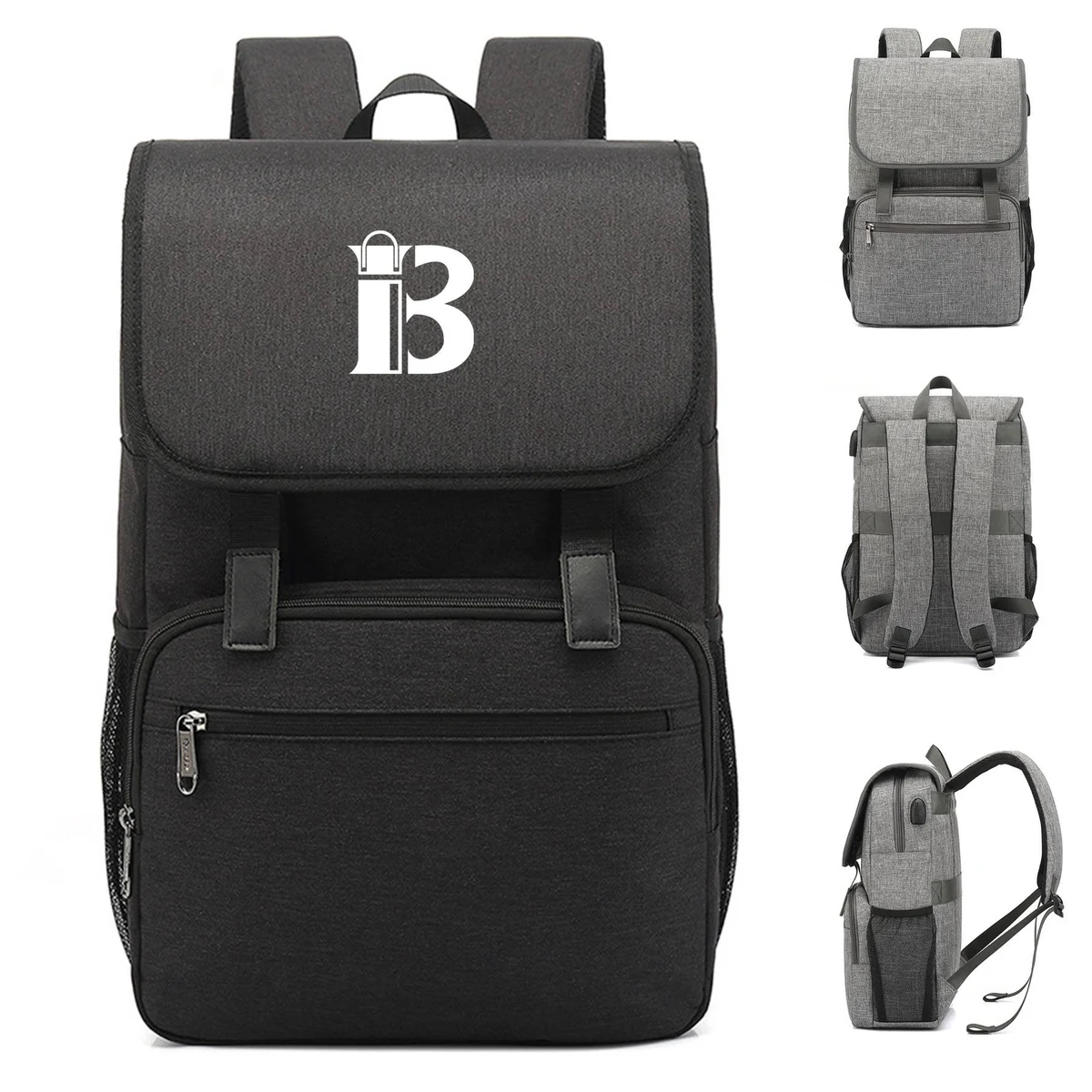 Polyester backpack waterproof with USB charging port 1