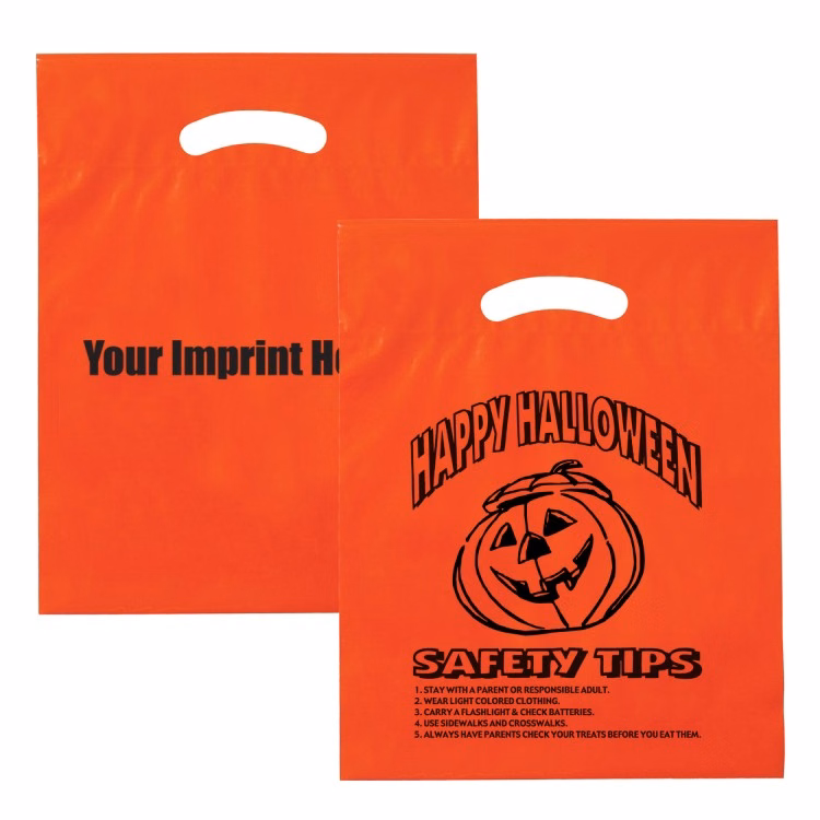 Orange LDPE Fold Over Die Cut Bag - Halloween