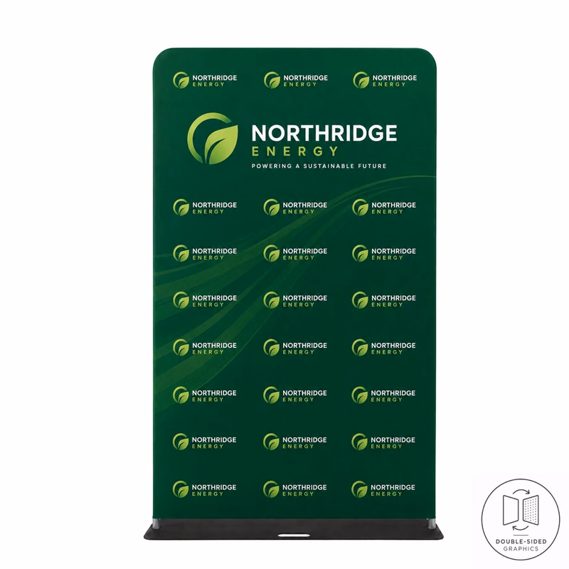 24 Hr Express Ship- 4'W x 90"H EuroFit Tension Fabric Banner with Steel Base, Graphics Double Sided