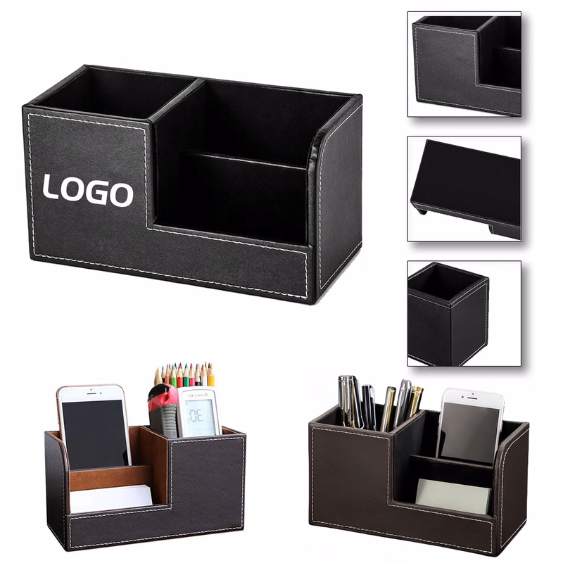 Premium Leatherette Office Supply Caddy Pen Holder
