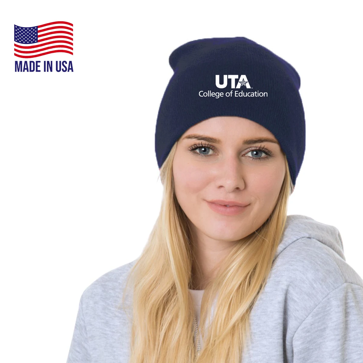 100% USA-Union Made 8" Headwear Acrylic Knit Beanie 1