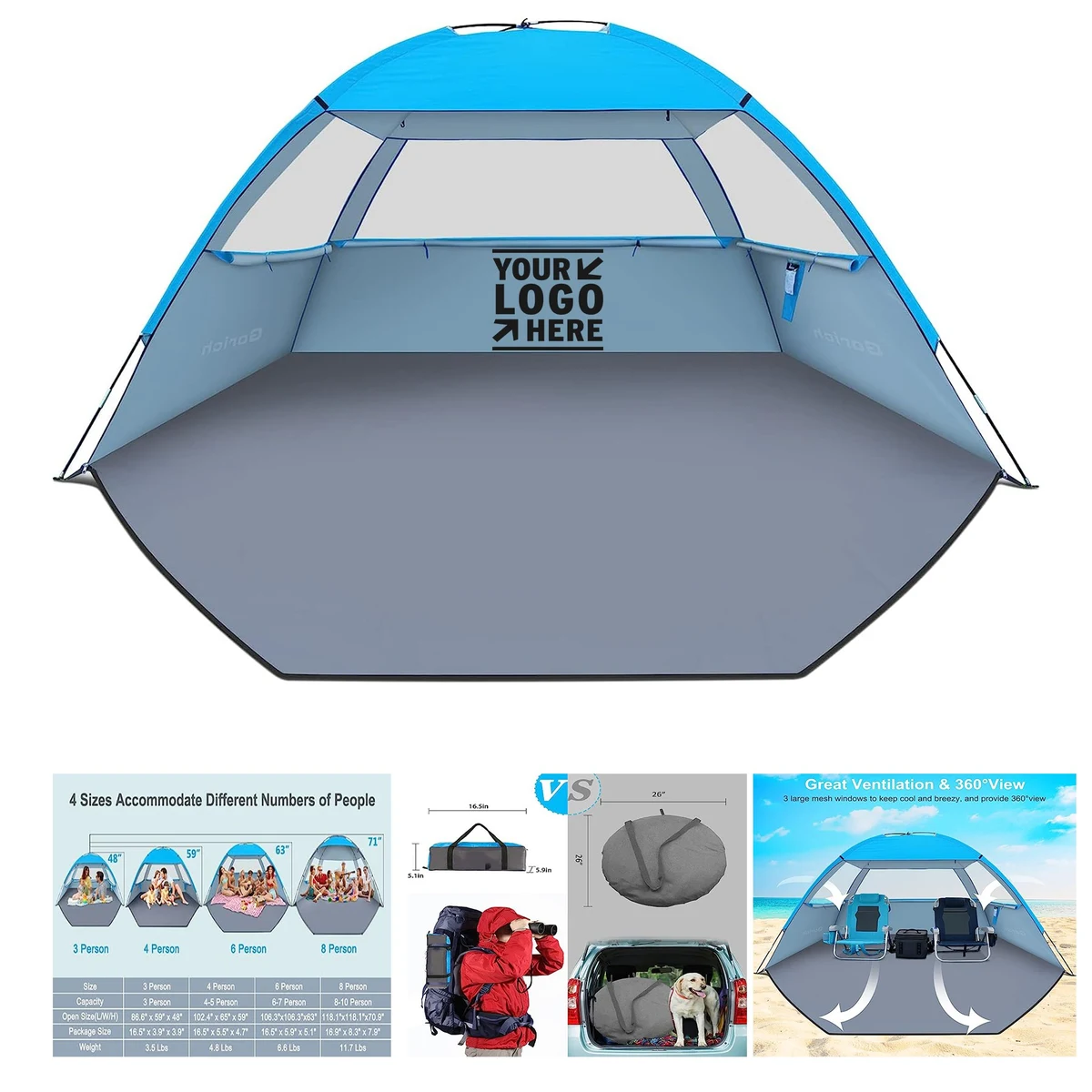 Beach Shade Tent for 3/4-5/6-7/8-10 Person 1