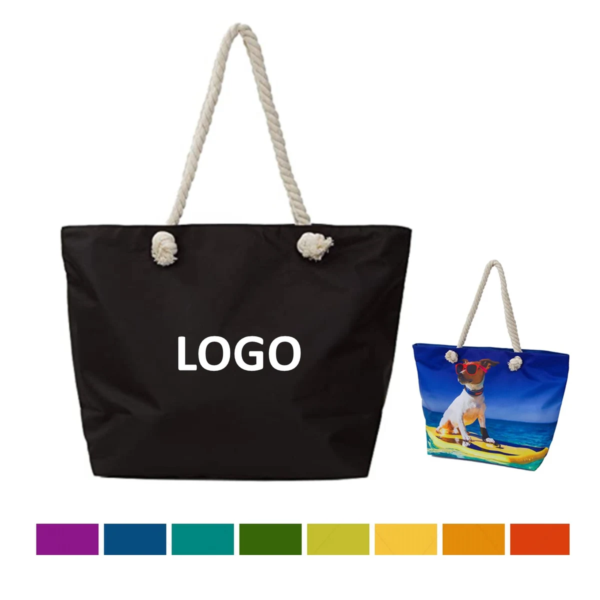 Canvas Beach Tote Bag, custom tote bag with logo imprint 1