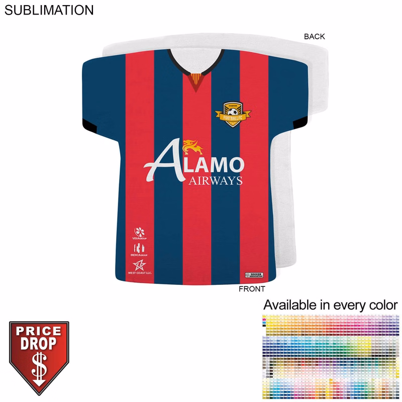 Soccer Jersey Shape Microfiber Dri-Lite Terry Keepsake Towel, 18x17, Sublimated Front Side