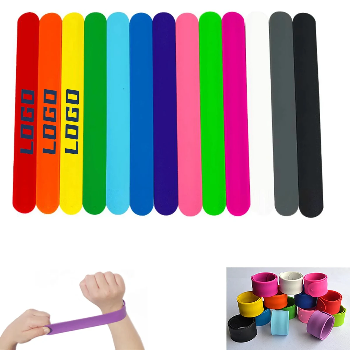 Custom Silicone Slap Bracelet MOQ100pcs 1
