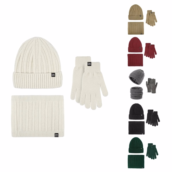 Warm Knitted Hat Scarf Gloves Three-Piece Set