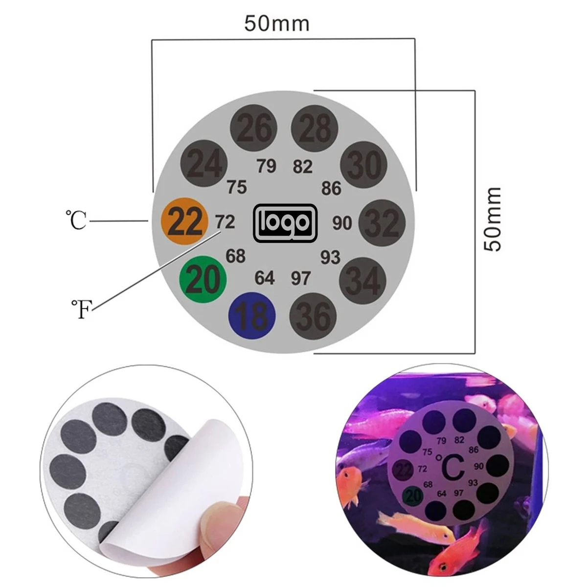 Easy Read Aquarium Thermometer Sticker 1