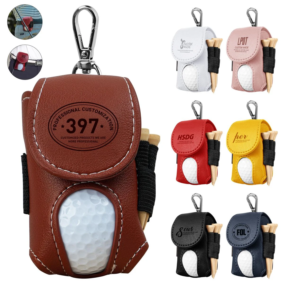 PU Leather Golf Ball Pouch 1