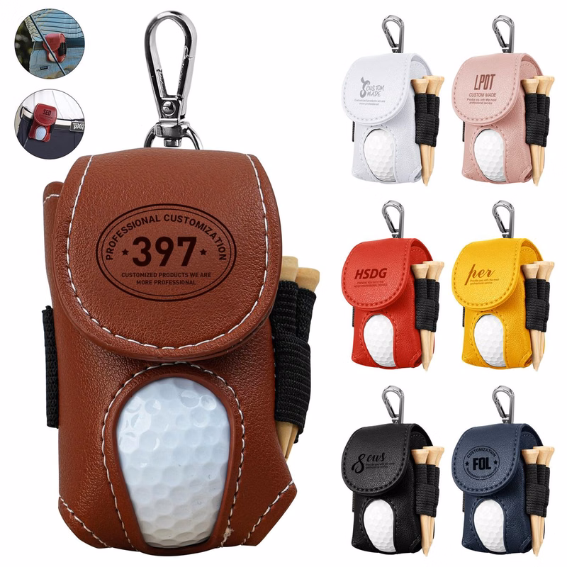 PU Leather Golf Ball Pouch