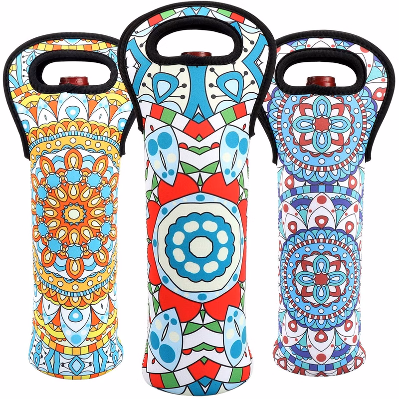 Full Color Neoprene Wine Carrier Champagne Bottles Bag
