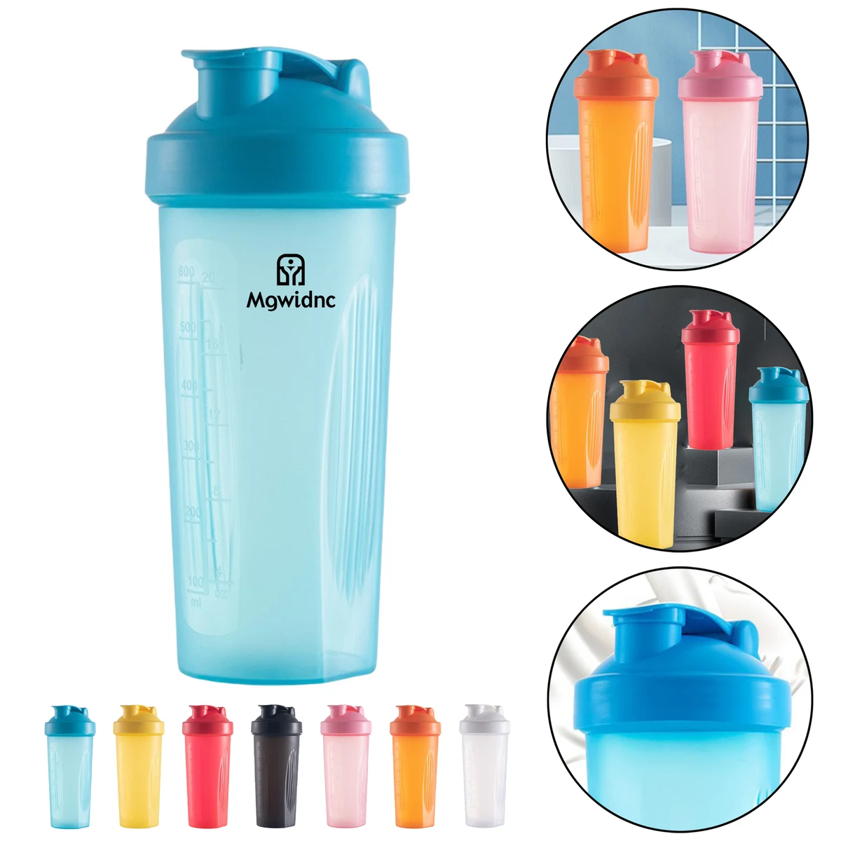 600ml Shaker Bottle for Protein Shakes with Measurement Marks 1