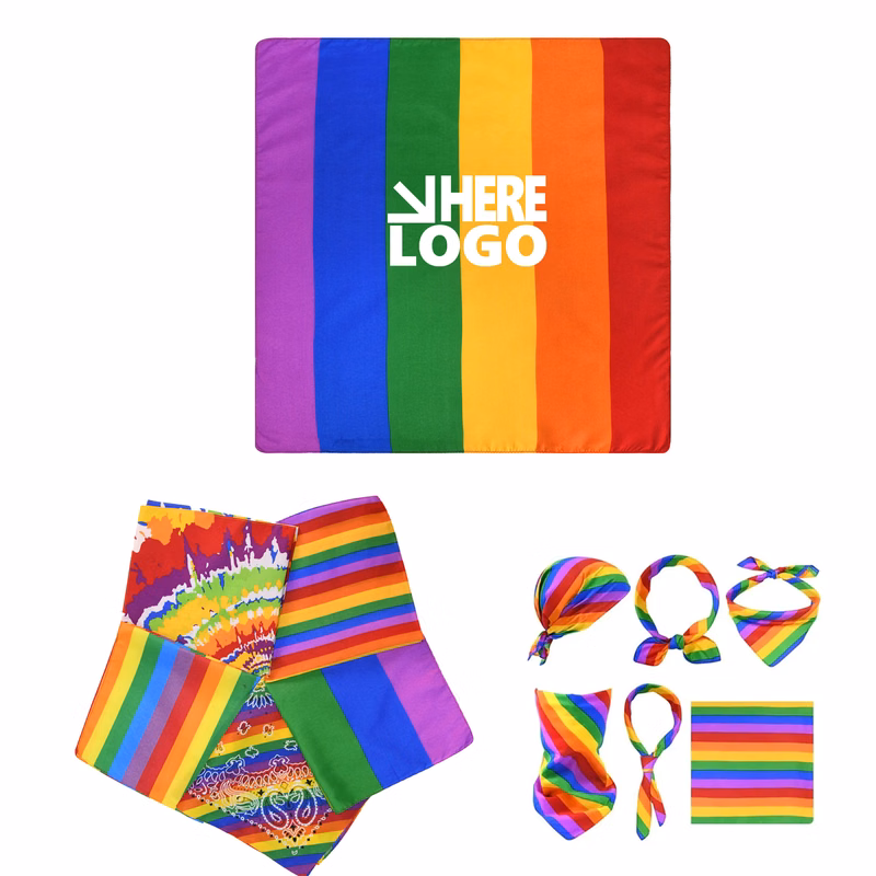 MOQ 100 Square Scarf Pride Day Rainbow Bandana 21"