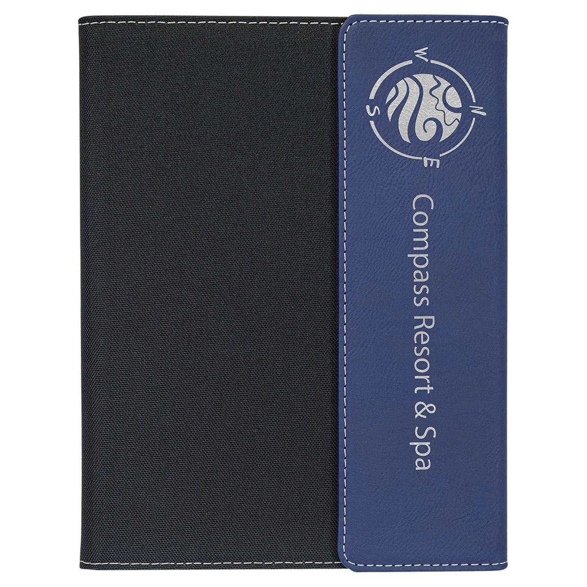 7" x 9" Blue/Silver Leatherette / Black Canvas Portfolio with Notepad 1