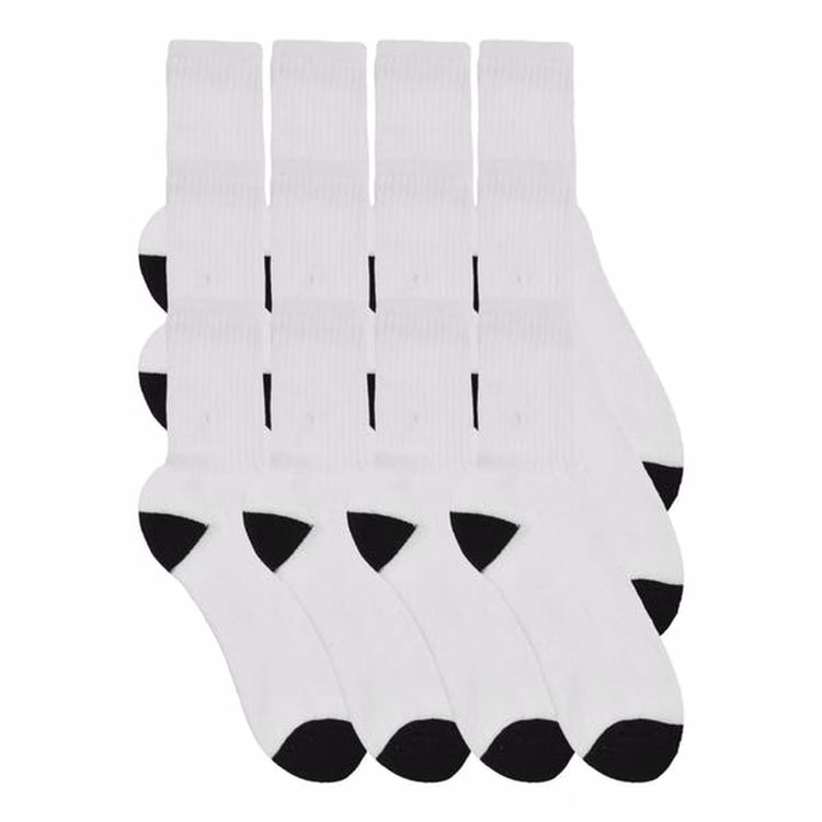 Adult Sport Crew Socks - White/Black