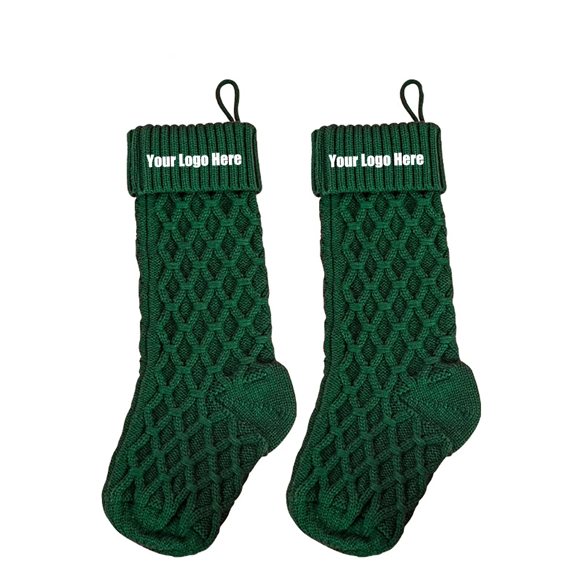 Green Knitted Christmas Stockings 1