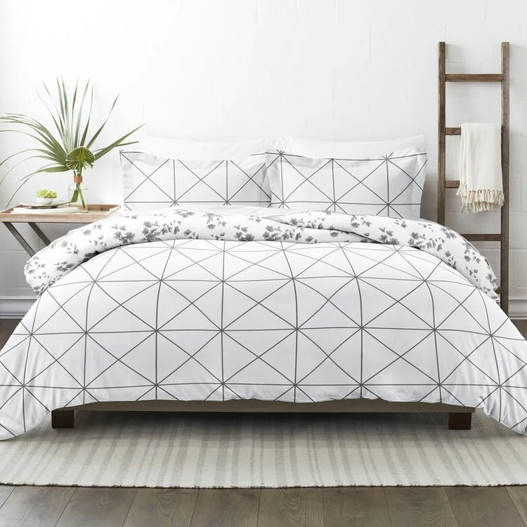 Reversible Duvet Cover Sets - Dark Gray Full-Queen 3 Piece 1