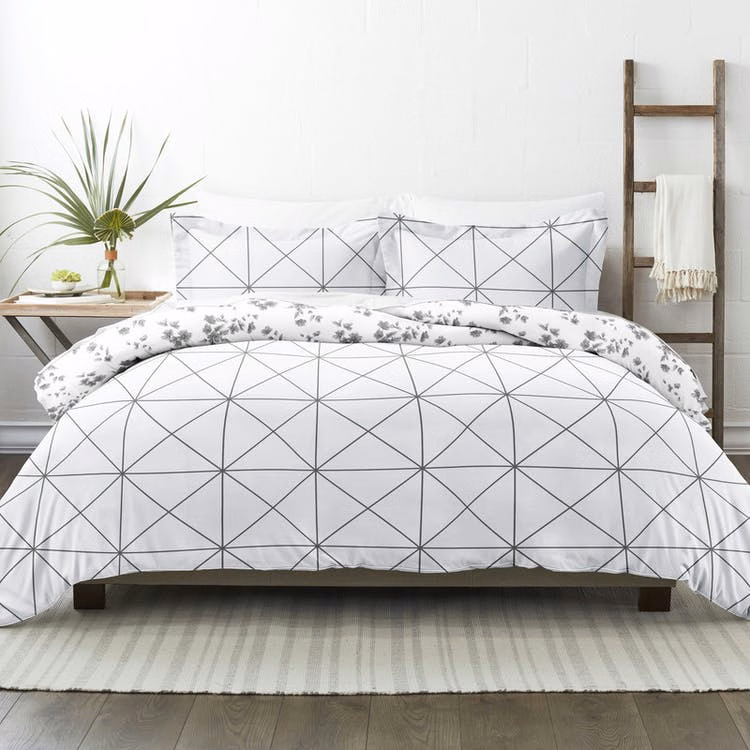Reversible Duvet Cover Sets - Dark Gray Full-Queen 3 Piece